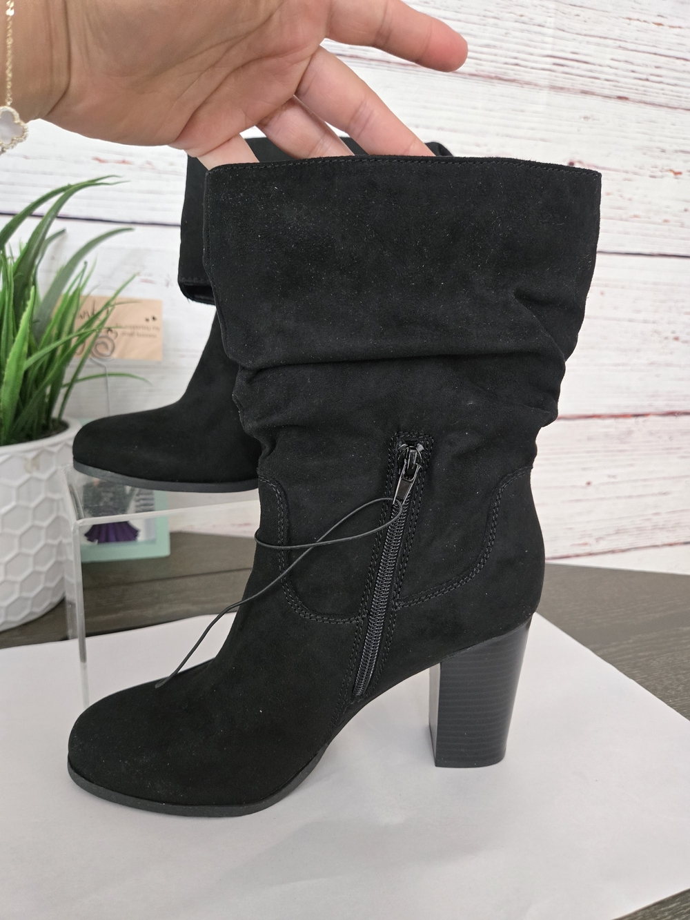 Style & Co Saraa Black Slouch Mid Shaft Boots Size 9 New Without Box